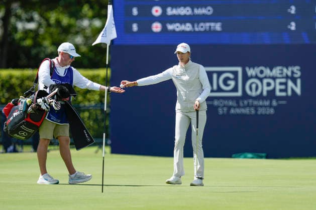 LYTHAM, ENGLAND - JULY 30: Alexandra Forsterling (GER) hands her ball to her caddie on the 18th green during Round 1 at the 50th AIG Women™s Open Championship at the Royal Lytham and St Anne™s Golf Club, Lytham on July 30, 2026 in Lancashire, England The 50th AIG Women™s Open Championship