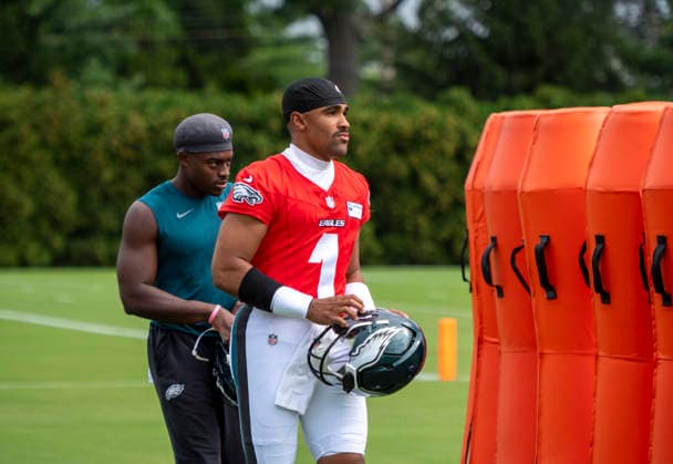 July 30, 2026, Philadelphia, Pennsylvania, United States: Philadelphia Eagles QB JALEN HURTS (1) in action during the Eagles training camp held at the Jefferson Health Complex in Philadelphia Pa Philadelphia United States - ZUMArf1_ 20260730_zaf_rf1_007 Copyright: xRickyxFitchettx