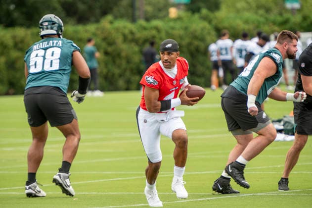 July 30, 2026, Philadelphia, Pennsylvania, United States: Philadelphia Eagles QB JALEN HURTS (1) in action during the Eagles training camp held at the Jefferson Health Complex in Philadelphia Pa Philadelphia United States - ZUMArf1_ 20260730_zaf_rf1_013 Copyright: xRickyxFitchettx
