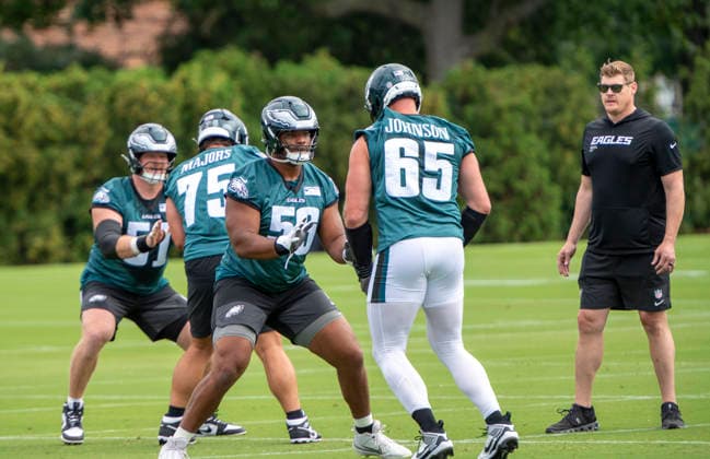 July 30, 2026, Philadelphia, Pennsylvania, United States: Philadelphia Eagles RT LANE JOHNSON (65) in action during the Eagles training camp held at the Jefferson Health Complex in Philadelphia Pa NFL, American Football Herren, USA 2026: Eagles Training Camp  - ZUMArf1_ 20260730_zaf_rf1_017 Copyright: xRickyxFitchettx