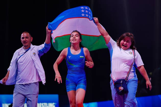 U17, U 17 Wrestling World Championships 43kg WW - Mukhlisa Masharipova (UZB) *** U17 Wrestling World Championships, 43 kg, Open Weight: Mukhlisa Masharipova (UZB) Copyright: xKostadinxAndonovx UWW-U17-WC-BAKU-2026