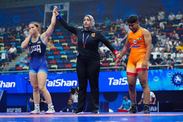 U17, U 17 Wrestling World Championships 57kg WW - Epenesa Teuila Elison (USA) df. Nikita Sehrawat (IND) *** U17 Wrestling World Championships, 57 kg WW: Epenesa Teuila Elison (USA) defeated Nikita Sehrawat (IND) Copyright: xKostadinxAndonovx UWW-U17-WC-BAKU-2026