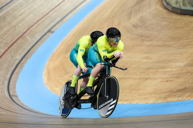Glasgow 2026 Commonwealth Games Picture by Alex Whitehead SWpix.com - 30 07 2026 - Glasgow 2026 Commonwealth Games - Track cycling, Rad, Radsport, Bahnrad, Bahn and Para Track Cycling - Sir Chris Hoy Velodrome, Glasgow, Scotland - Men s Tandem B 1000m TT Final - Kane Perris piloted by Luke Zaccaria of Australia Glasgow Sir Chris Hoy Velodrome Scotland Copyright: x xSWpix.comx(t axPhotographyxHubxLtd)xAlexxWhitehead SWpix.comx SWP-3030-16077