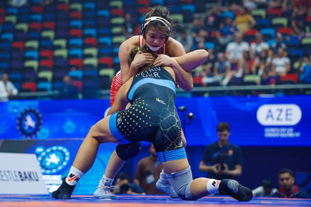 U17, U 17 Wrestling World Championships 73kg WW - Kaili Aulani Manuel (USA) df. Solomiia Petriv (UKR) *** U17 Wrestling World Championships, 73 kg WW: Kaili Aulani Manuel (USA) defeated Solomiia Petriv (UKR) by fall Copyright: xKostadinxAndonovx UWW-U17-WC-BAKU-2026