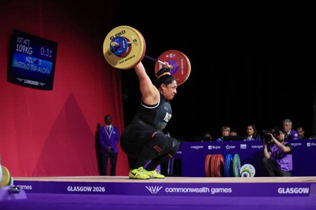 COM26 WEIGHTLIFTING, Tui-Alofa Patolo of New Zealand competes in the Snatch discipline of the Women s 86kg Weightlifting Final at the Glasgow 2026 Commonwealth Games at the SEC Armadillo in Glasgow, Scotland, Thursday, July 30, 2026. ( NO ARCHIVING, EDITORIAL USE ONLY, AUSTRALIA ONLY Glasgow Scotland United Kingdom  Copyright: xSimonxStacpoolex 20260731193451451465