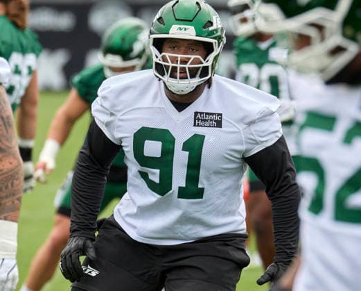 New York Jets defensive linemen Jowon Briggs (91) during training camp at the Atlantic Health Jets Training Center, Florham Park, New Jersey. CSM Florham Park United States - ZUMAc04_ 20260730_zma_c04_012 Copyright: xDuncanxWilliamsx