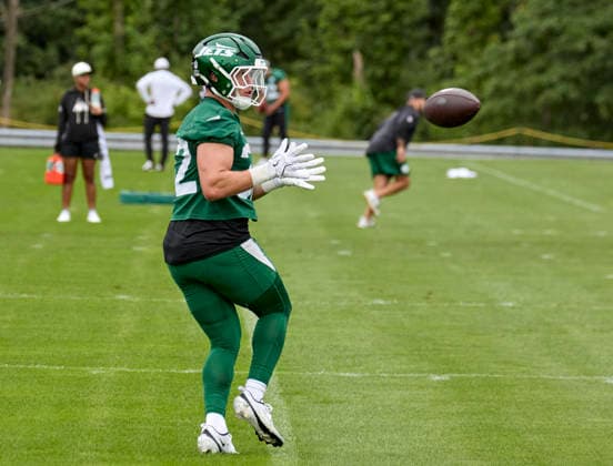 New York Jet running back Isaiah Davis (32) during training camp at the Atlantic Health Jets Training Center, Florham Park, New Jersey. CSM Florham Park United States - ZUMAc04_ 20260730_zma_c04_013 Copyright: xDuncanxWilliamsx