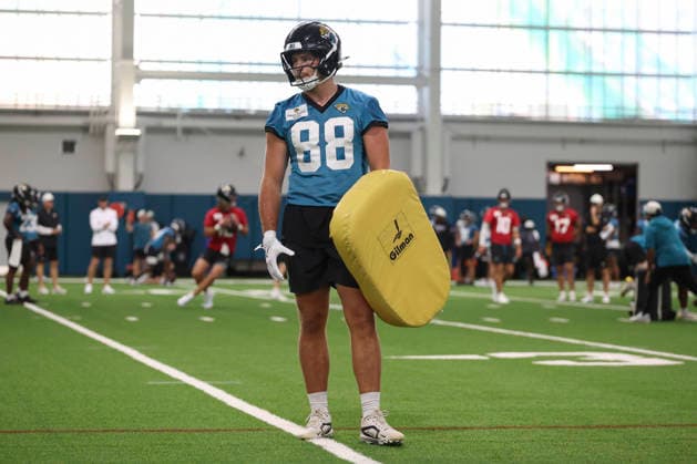 JACKSONVILLE, FL - JULY 30: Jacksonville Jaguars tight end Patrick Herbert (88) during training camp on July 30, 2026 at the Miller Electric Center in Jacksonville, Fl. (Photo by David Rosenblum Icon Sportswire) NFL, American Football Herren, USA JUL 30 Jaguars Training Camp EDITORIAL USE ONLY Icon260730226524