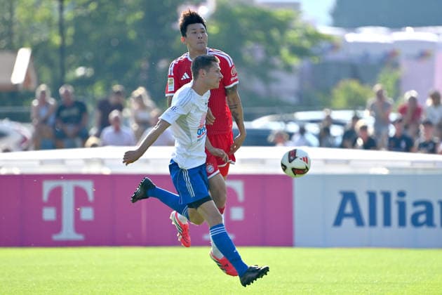 Minjae KIM (FC Bayern Muenchen), Aktion,Zweikampf. Testspiel FC Rottach Egern - FC Bayern Muenchen Trainingslager in Rottach Egern am 30.07.2026. Fussball 1. Bundesliga,Saison 2026 2027. *** Minjae KIM, FC Bayern Munich, Action, Tackle, Friendly Match: FC Rottach Egern vs. FC Bayern Munich, Training Camp in Rottach Egern on July 30, 2026, Soccer, Bundesliga 1, 2026–2027 Season
