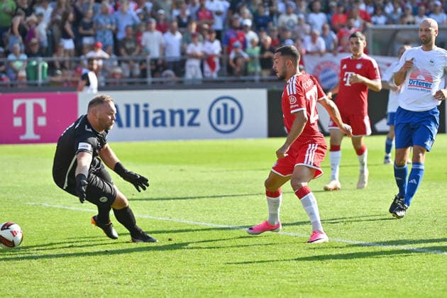 Tor Arijon IBRAHIMOVIC (Bayern Muenchen),Aktion,Torschuss Testspiel FC Rottach Egern - FC Bayern Muenchen Trainingslager in Rottach Egern am 30.07.2026. Fussball 1. Bundesliga,Saison 2026 2027. *** Goal by Arijon IBRAHIMOVIC, Bayern Munich; Action; Shot on goal; Friendly match between FC Rottach Egern and FC Bayern Munich; Training camp in Rottach Egern on July 30, 2026; Soccer; Bundesliga 1; 2026–2027 season