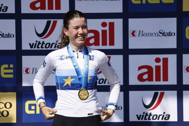 30.07.2026, Monteceneri, Monte Ceneri, 2026 UEC MTB European Championship, EM, Europameisterschaft XCC Women U23 s Final (cross country short track) Lea Huber 16 (SUI) 1st place, European Champion and gold medal Monteceneri Monte Ceneri Ticino Switzerland *** July 30, 2026, Monteceneri, Monte Ceneri, 2026 UEC MTB European Championship XCC Women U23 Final, cross-country short track: Lea Huber (16, SUI) took 1st place, becoming European Champion and winning the gold medal. Monteceneri, Monte Ceneri, Ticino, Switzerland Copyright: xJustPictures.ch FrancescoxMinghettix jp-en-FrMi-_NG_1653