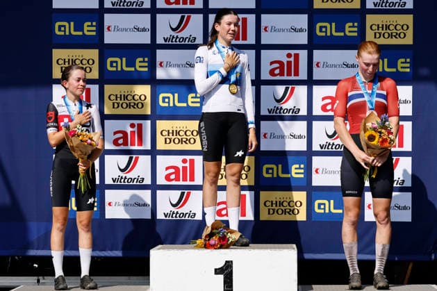 30.07.2026, Monteceneri, Monte Ceneri, 2026 UEC MTB European Championship, EM, Europameisterschaft XCC Women U23 s Final (cross country short track) Elina Benoit 6 (SUI) 2nd place and silver medal, Lea Huber 16 (SUI) 1st place, European Champion and gold medal and Lisa Kristine Jorde 3 (NOR) 3rd place and bronze medal Monteceneri Monte Ceneri Ticino Switzerland *** July 30, 2026, Monteceneri, Monte Ceneri, 2026 UEC MTB European Championship XCC Women U23 Final, cross-country short track: Elina Benoit 6 SUI, 2nd place and silver medal, Lea Huber 16 SUI 1st place, European Champion, and gold medal; and Lisa Kristine Jorde 3 NOR 3rd place and bronze medal; Monteceneri, Monte Ceneri, Ticino, Switzerland Copyright: xJustPictures.ch FrancescoxMinghettix jp-en-FrMi-_NG_1685