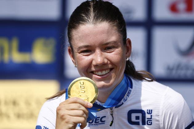 30.07.2026, Monteceneri, Monte Ceneri, 2026 UEC MTB European Championship, EM, Europameisterschaft XCC Women U23 s Final (cross country short track) Lea Huber 16 (SUI) 1st place, European Champion and gold medal Monteceneri Monte Ceneri Ticino Switzerland *** July 30, 2026, Monteceneri, Monte Ceneri, 2026 UEC MTB European Championship XCC Women U23 Final, cross-country short track: Lea Huber (16, SUI) – 1st place, European Champion, and gold medal; Monteceneri, Monte Ceneri, Ticino, Switzerland Copyright: xJustPictures.ch FrancescoxMinghettix jp-en-FrMi-_NG_1762
