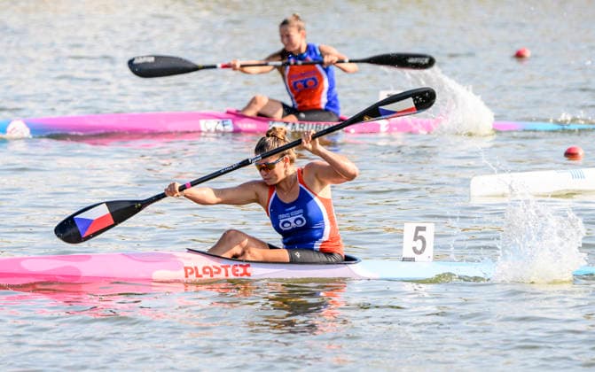 Czech Championships in Racice, July 30, 2026. K1 500 m Women category. Anezka Paloudova (front). (CTKxPhoto OndrejxHajek) CTKPhotoP2026073007307  CTKPhotoP2026073007307
