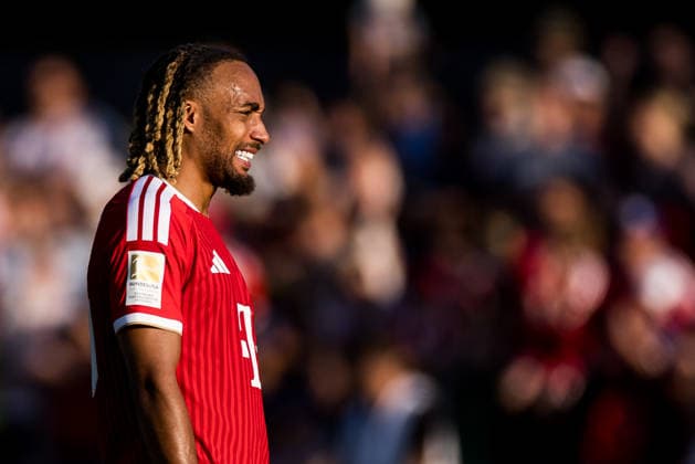 ROTTACH-EGERN, GERMANY - JULY 30: Sacha Boey (FC Bayern Muenchen, 23) during a friendly game between FC Rottach-Egern vs. FC Bayern Muenchen at summer trainings camp of season 2026 27 of FC Bayern Muenchen in Rottach-Egern at Stadion am Birkenmoos on July 30, 2026 in Rottach-Egern, Germany. Bavaria Germany Copyright: xSteffiexWunderlx