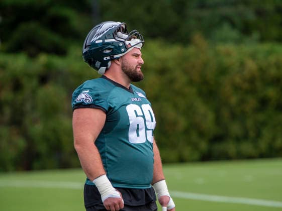 July 30, 2026, Philadelphia, Pennsylvania, United States: Philadelphia Eagles LG LANDON DICKERSON (69) in action at the Eagles training camp held at the Jefferson Health Complex in Philadelphia Pa NFL, American Football Herren, USA 2026: Eagles Training Camp  - ZUMArf1_ 20260730_zaf_rf1_020 Copyright: xRickyxFitchettx