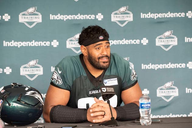 July 30, 2026, Philadelphia, Pennsylvania, United States: Philadelphia Eagles LT JORDAN MAILATA (68) speaks to the media at the Eagles training camp held at the Jefferson Health Complex in Philadelphia Pa NFL, American Football Herren, USA 2026: Eagles Training Camp  - ZUMArf1_ 20260730_zaf_rf1_024 Copyright: xRickyxFitchettx