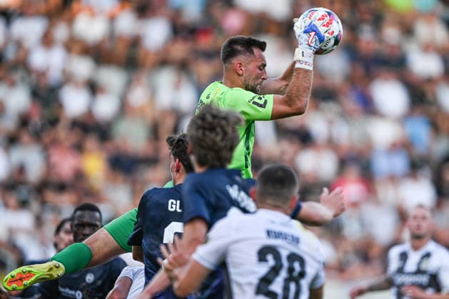 Goalkeeper Adam Zadrazil of Hradec Kralove in action during the second leg of the Europa League second qualifying round between FC Hradec Kralove and Tromso IL, Hradec Kralove, July 30, 2026. (CTKxPhoto DavidxTanecek) CTKPhotoP2026073008102  CTKPhotoP2026073008102