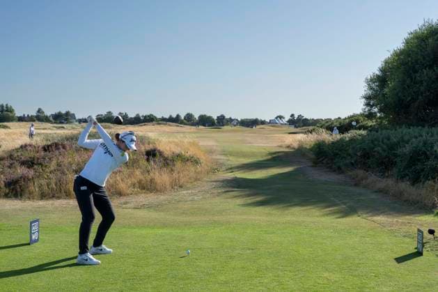 LYTHAM, ENGLAND - JULY 30: Fuka Suga (JPN) plays from the fifteenth tee during Round 1 at the 50th AIG Women™s Open Championship at the Royal Lytham and St Anne™s Golf Club, Lytham on July 30, 2026 in Lancashire, England The 50th AIG Women™s Open Championship