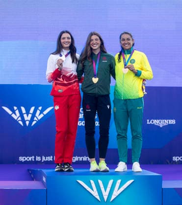 2026 Commonwealth Games - Modern Heptathlon, EDF Scotstoun Stadium, Glasgow, Scotland 30 7 2026 Gold medalist Katherine O Connor of Team Northern Ireland, Silver medalist Jade O Dowda of Team England (left) and Bronze medalist Tori West of Team Australia (right) pose for a photo during the medal ceremony for the Women s Heptathlon Katherine O Connor, Jade O Dowda (left) and Tori West (right) pose for a photo during the medal ceremony for the Women s Heptathlon 30 7 2026  Copyright: xx KateOconnorMedal016