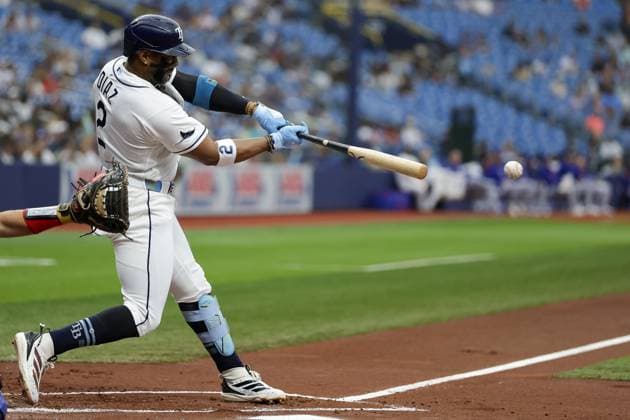 July 30, 2026, St. Petersburg, Florida, USA: Tampa Bay Rays designated hitter Yandy DoÂ­az (2) hits a single to center field during the first inning against the Texas Rangers on Thursday, July 30, 2026 in St. Petersburg. Florida News - July 30, 2026  - ZUMAs70_ 0863053260st Copyright: xLuisxSantanax