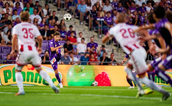 SOCCER - UEFA ECL, A.Wien vs Liepaja VIENNA,AUSTRIA,30.JUL.26 - SOCCER - UEFA Conference League, qualification, Austria Wien vs FK Liepaja. Image shows Matteo Schablas (A.Wien).  GEPAxpictures xEdgarxEisner
