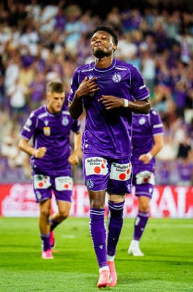 SOCCER - UEFA ECL, A.Wien vs Liepaja VIENNA,AUSTRIA,30.JUL.26 - SOCCER - UEFA Conference League, qualification, Austria Wien vs FK Liepaja. Image shows the rejoicing of Kelvin Boateng (A.Wien).  GEPAxpictures xEdgarxEisner