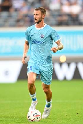 KAA Gent v LNZ Cherkasy - UEFA Conference League GENT, BELGIUM - JULY 30 : Van Der Heyden Siebe defender of KAA Gent in action during the UEFA Conference League 2026 27 second qualifying round second leg between KAA Gent and LNZ Cherkasy on July 30, 2026 in Gent, Belgium, 30 07 2026 Gent Belgium  Copyright: xNicoxVereeckenx