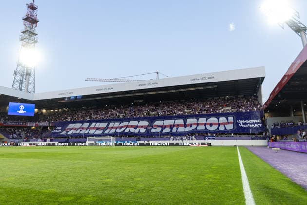 SOCCER - UEFA ECL, A.Wien vs Liepaja VIENNA,AUSTRIA,30.JUL.26 - SOCCER - UEFA Conference League, qualification, Austria Wien vs FK Liepaja. Image shows fans of A.Wien.  GEPAxpictures xArminxRauthner