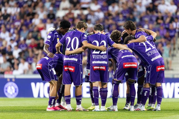 SOCCER - UEFA ECL, A.Wien vs Liepaja VIENNA,AUSTRIA,30.JUL.26 - SOCCER - UEFA Conference League, qualification, Austria Wien vs FK Liepaja. Image shows the team of A.Wien.  GEPAxpictures xArminxRauthner