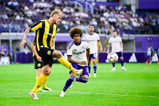 RSC Anderlecht v Hammarby IF - UEFA Europa League ANDERLECHT, BELGIUM - JULY 30 : Nga Kana Joshua midfielder of RSC Anderlecht during the UEFA Europa League 2025 26 second qualifying round second leg between RSC Anderlecht and Hammarby IF on July 30, 2026 in Anderlecht, Belgium, 30 07 2026 Anderlecht Belgium  Copyright: xJanxDexMeuleneirx