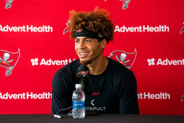 July 30, 2026, Tampa, Florida, U.S.A: Tampa Bay Buccaneers cornerback Zyon McCollum talks to reporters after training camp practice at the AdventHealth Training Center in Tampa, Florida. Tampa U.S.A - ZUMAc282 20260730_zsp_c282_021 Copyright: xJustinxColenx