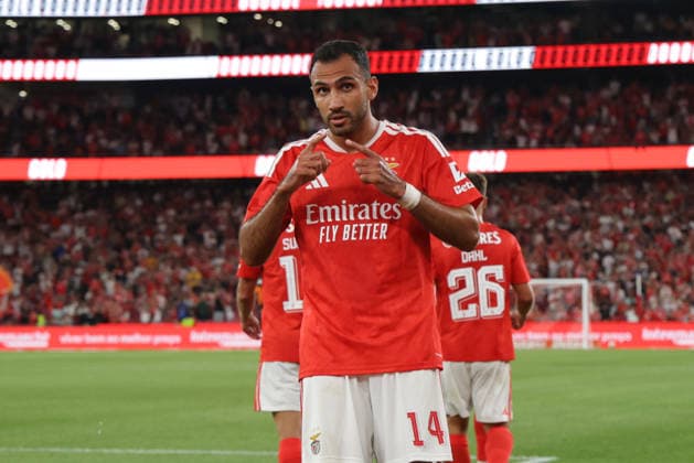 Uefa Europa League Second qualifying round – second leg at Estádio da Luz, July 30, 2026, Lisbon v.l. Vangelis Pavlidis (SL Benfica ,14) feiert das 2:0 fuer Benfica Lisbon Estádio da Luz Lisbon Portugal Copyright: xFernandoxSoaresx