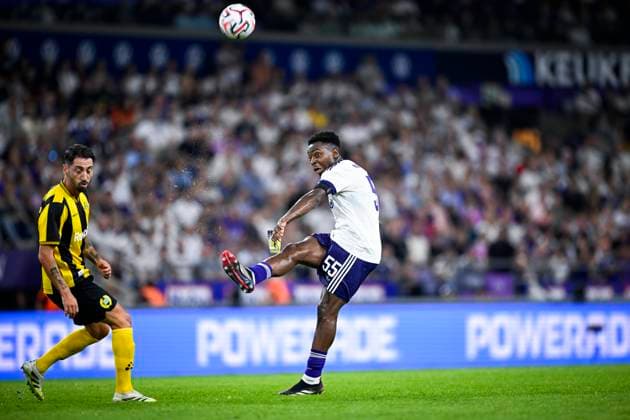 RSC Anderlecht v Hammarby IF - UEFA Europa League ANDERLECHT, BELGIUM - JULY 30 : Kana Marco defender of RSC Anderlecht in action during the UEFA Europa League 2026 27 second qualifying round second leg between RSC Anderlecht and Hammarby IF on July 30, 2026 in Anderlecht, Belgium, 30 07 2026 Anderlecht Belgium  Copyright: xTomasxSiskx
