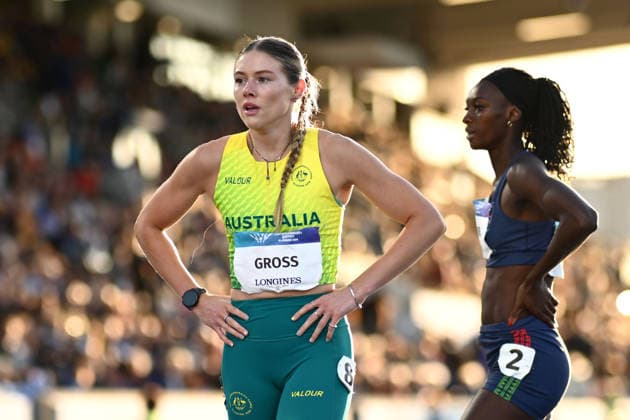 COM26 ATHLETICS, Mia Gross of Australia reacts following the Women s 200m Semi-Finals of the Glasgow 2026 Commonwealth Games at EDF Scotstoun Stadium in Glasgow, Scotland, Thursday, July 30, 2026. ( NO ARCHIVING, EDITORIAL USE ONLY Glasgow United Kingdom  Copyright: xJOELxCARRETTx 20260731161626657467