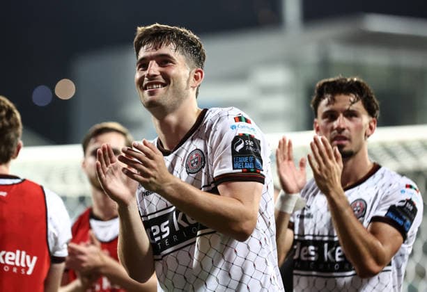 UEFA Europa Conference League Second Qualifying Round Second Leg, Fadil Vokrri Stadium, Pristina, Kosovo 30 7 2026 Ballkani vs Bohemians Bohemians Colm Whelan celebrates Colm Whelan celebrates 30 7 2026  Copyright: xNikolaxKrsticx 0NIK0910