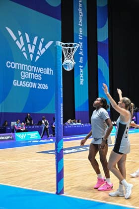 3x3 Basketball 2026 Glasgow Commonwealth Games New Zealand Silver Ferns warm up, New Zealand Silver Ferns v Trinidad & Tobago, pool B netball match of the 2026 Glasgow Commonwealth Games at OVO Hydro, Glasgow, Scotland on Thursday 30 July 2026. Photo: Jayne Russell Glasgow Scotland Copyright: xx