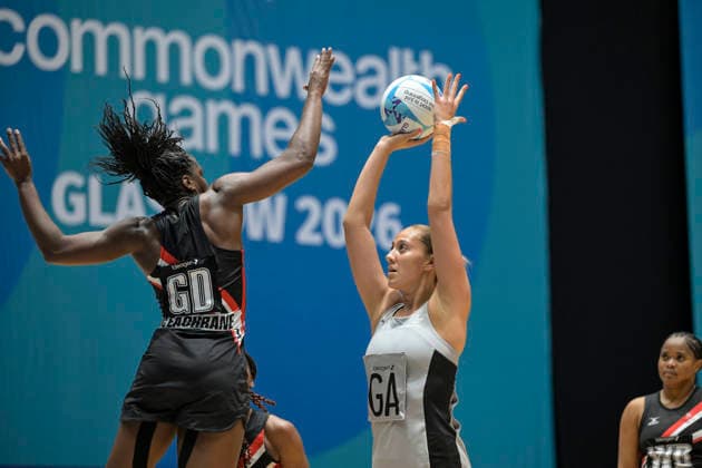New Zealand Silver Ferns v Uganda Netball Martina Salmon of New Zealand, New Zealand Silver Ferns v Trinidad & Tobago, pool B netball match of the 2026 Glasgow Commonwealth Games at OVO Hydro, Glasgow, Scotland on Thursday 30 July 2026. Photo: Jayne Russell Glasgow Scotland Copyright: xx
