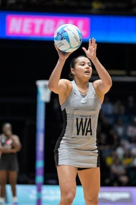New Zealand Silver Ferns v Uganda Netball Kimiora Poi of New Zealand, New Zealand Silver Ferns v Trinidad & Tobago, pool B netball match of the 2026 Glasgow Commonwealth Games at OVO Hydro, Glasgow, Scotland on Thursday 30 July 2026. Photo: Jayne Russell Glasgow Scotland Copyright: xx