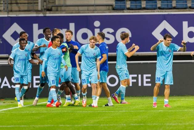 Gent s players celebrate after winning a soccer game between Belgian KAA Gent and Ukrainian FC LNZ Cherkasy, Thursday 30 July 2026 in Gent, the return leg of the second qualifying round for the UEFA Conference League. The first leg ended in a 0-0 draw. KURTxDESPLENTER  x182429368x
