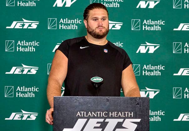 New York Jets offensive linemen Joe Tippmann (66) during press conference, PK, Pressekonferenz at training camp at the Atlantic Health Jets Training Center, Florham Park, New Jersey. CSM Florham Park United States - ZUMAc04_ 20260730_zma_c04_044 Copyright: xDuncanxWilliamsx