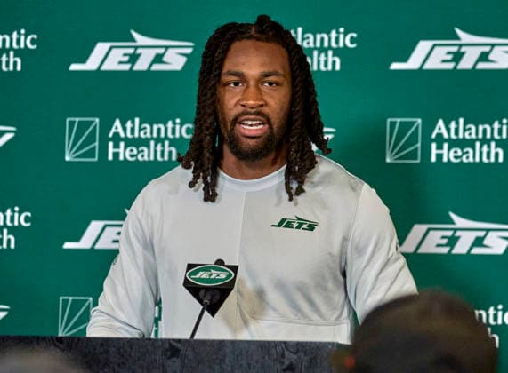 New York Jets wide receiver Omar Cooper, Jr. (83) during press conference, PK, Pressekonferenz at training camp at the Atlantic Health Jets Training Center, Florham Park, New Jersey. CSM Florham Park United States - ZUMAc04_ 20260730_zma_c04_050 Copyright: xDuncanxWilliamsx