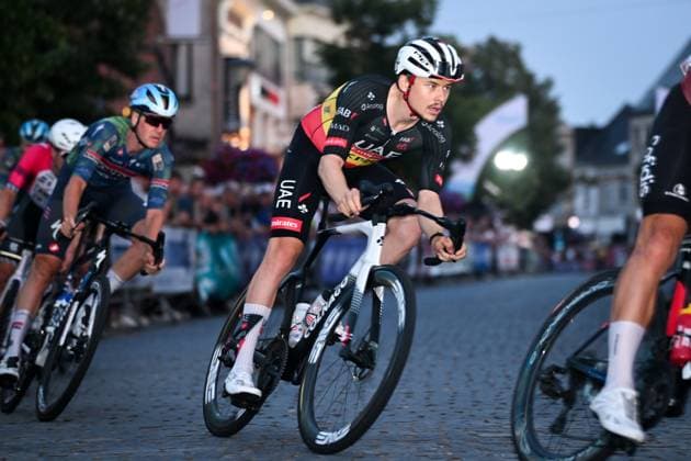 Belgian Rune Herregodts of UAE Team Emirates-XRG pictured in action during the Natourcriterium Herentals cycling race, Thursday 30 July 2026 in Herentals. The contest is a part of the traditional criteriums , local races in which mainly cyclists who rode the Tour de France compete. ELIASxROM  x182429443x