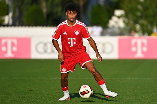 Nathaniel BROWN (Bayern Muenchen), Aktion,Einzelaktion,Einzelbild, Freisteller,Ganzkoerperaufnahme,ganze Figur Testspiel FC Rottach Egern - FC Bayern Muenchen Trainingslager in Rottach Egern am 30.07.2026. Fussball 1. Bundesliga,Saison 2026 2027. *** Nathaniel BROWN Bayern Munich, Action, Individual Action, Single Frame, Cutout, Full-Body Shot, Full Figure, Friendly Match: FC Rottach Egern vs. FC Bayern Munich, Training Camp in Rottach Egern on July 30, 2026, Soccer, Bundesliga 1,2026–2027 season