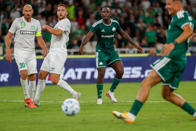 Panathinaikos F.C. v Paksi FC UEFA Europa Conference League Andreas Tetteh of Panathinaikos F.C. watches a missed chance during the UEFA Europa Conference League match at the Olympic Stadium (Greece), Marousi 30 07 2026 UK Newspapers OUT Copyright: xYannisxHalasx FIL-23688-0068