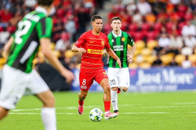 FC Nordsjaelland v GAIS, UEFA Conference League qualification, Farum, Denmark Farum, Denmark. 30th, July 2026. Nicklas Rojkjaer (8) of FC Nordsjaelland seen during the UEFA Conference League qualification match between FC Nordsjaelland and GAIS at Right to Dream Park. Denmark, Farum  Copyright: xGonzalesxPhoto RunexMathiesenx