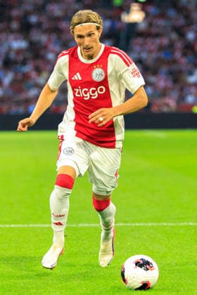 AFC Ajax v FK Vojvodina - UEFA Conference League AMSTERDAM, NETHERLANDS - JULY 30: Mika Godts of AFC Ajax during the UEFA Conference League match between AFC Ajax and FK Vojvodina at Johan Cruijff Arena on July 30, 2026 in Amsterdam, Netherlands. Amsterdam Johan Cruijff Arena Netherlands Content not available for redistribution in The Netherlands directly or indirectly through any third parties. Copyright: xMarcelxvanxPlateringenx