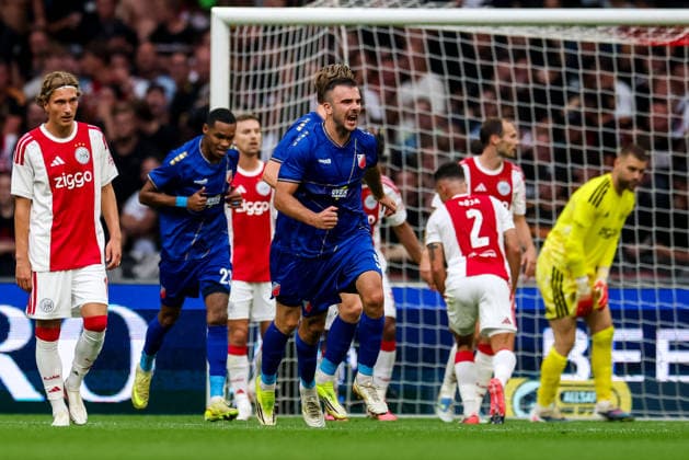 AMSTERDAM, NETHERLANDS - JULY 30: Djordje Crnomarkovic of FK Vojvodina celebrates after scoring his team s first goal during the UEFA Conference League 2026 27 second qualifying round second leg match between AFC Ajax and at Johan Cruijff Arena on July 30, 2026 in Amsterdam, Netherlands.  Copyright: xRenexNijhuis MBxMediax