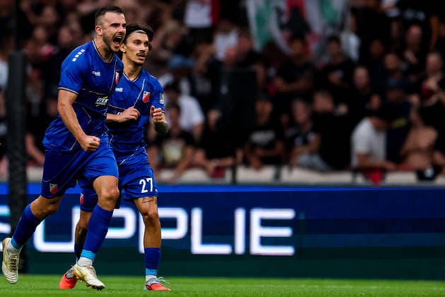 AMSTERDAM, NETHERLANDS - JULY 30: Djordje Crnomarkovic of FK Vojvodina celebrates after scoring his team s first goal during the UEFA Conference League 2026 27 second qualifying round second leg match between AFC Ajax and at Johan Cruijff Arena on July 30, 2026 in Amsterdam, Netherlands.  Copyright: xRenexNijhuis MBxMediax