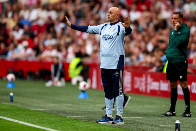 AMSTERDAM, NETHERLANDS - JULY 30: AFC Ajax assistant coach Juanvi Peinado gestures during the UEFA Conference League 2026 27 second qualifying round second leg match between AFC Ajax and at Johan Cruijff Arena on July 30, 2026 in Amsterdam, Netherlands.  Copyright: xRenexNijhuis MBxMediax